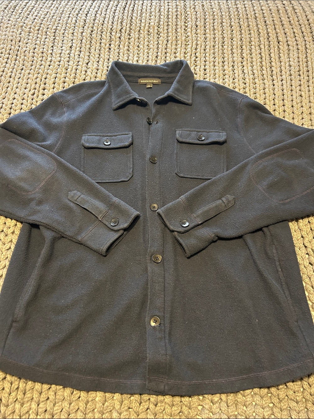 Banana Republic Men's Dark Navy Button-Front Shirt Jacket